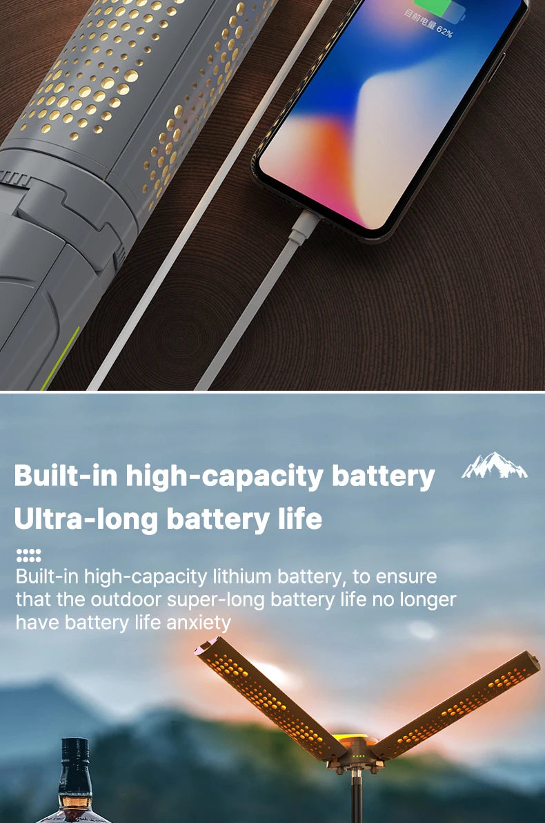 Rechargeable Outdoor Portable Hiking Camping Fishing Flashlight - Telescopic