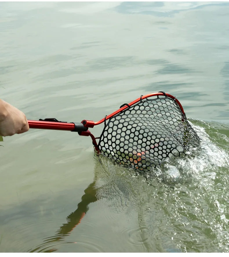 Folding Landing Net-  Rubber/Silicone Mesh -  14kg load bearing