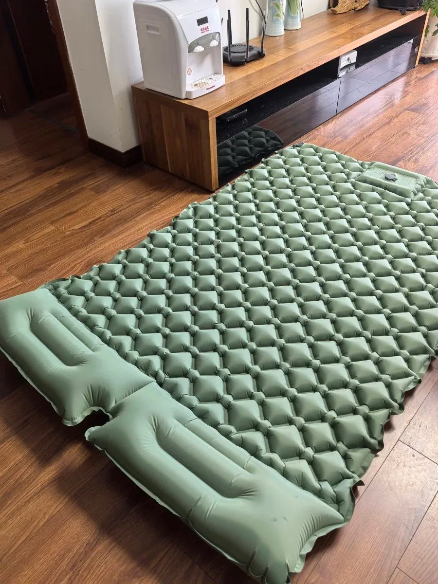 Outdoor Camping Double Inflatable Mattress Extra Wide Sleeping Pad Ultralight