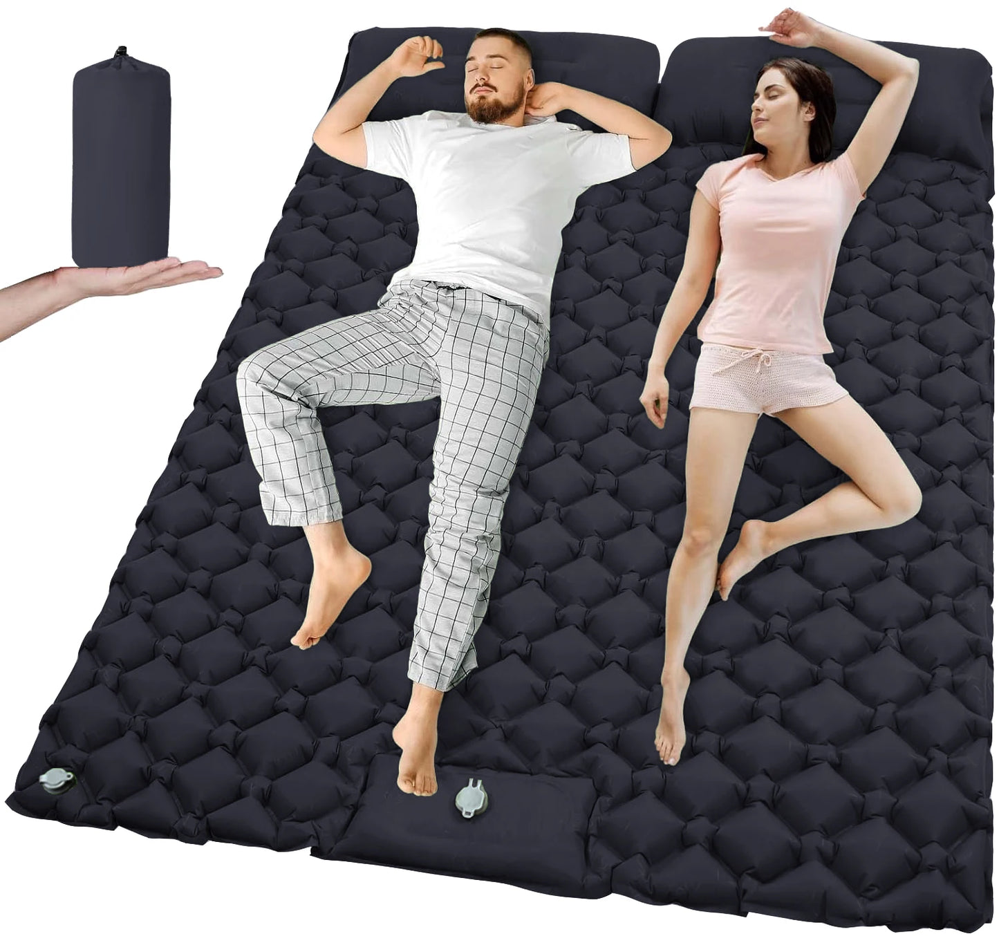 Outdoor Camping Double Inflatable Mattress Extra Wide Sleeping Pad Ultralight