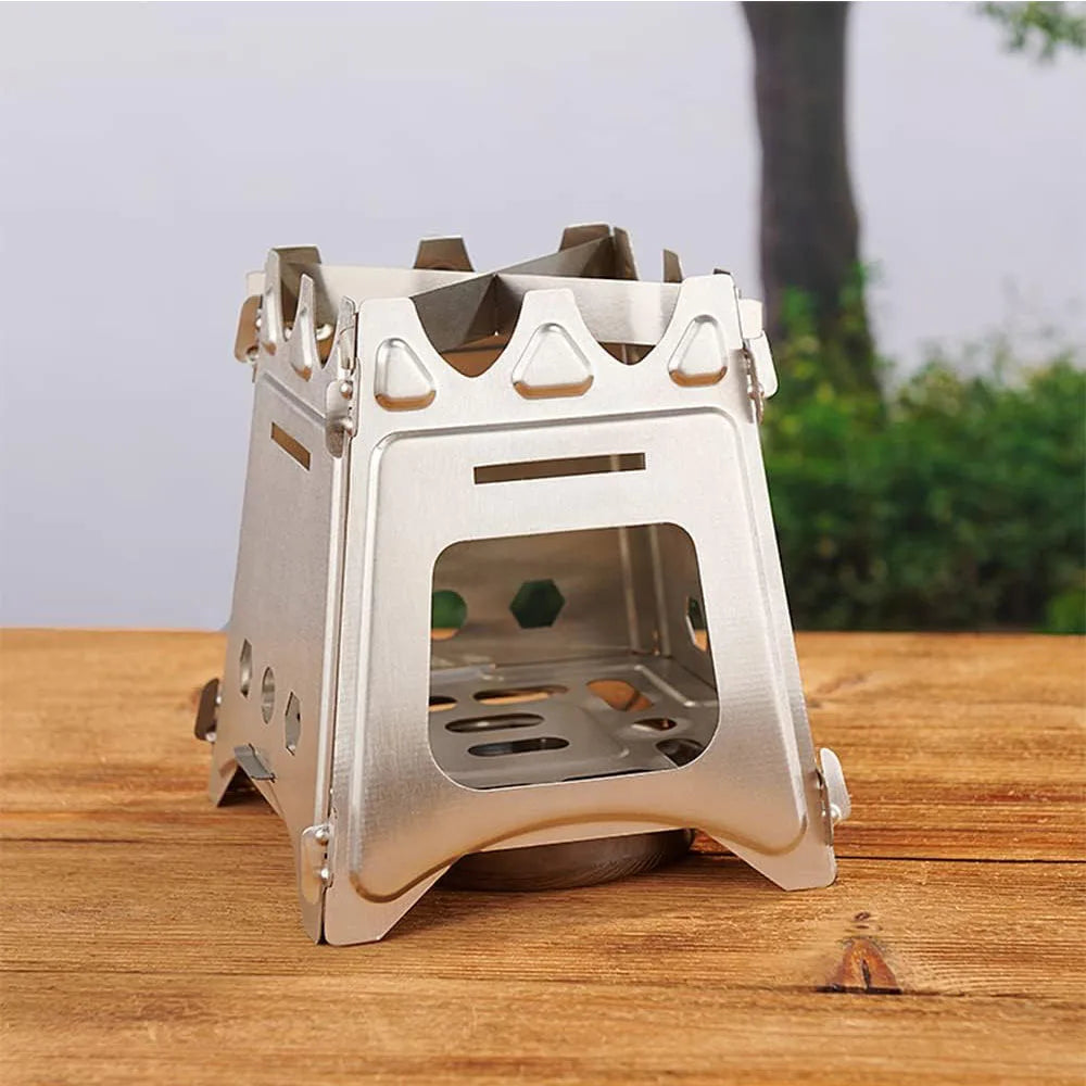 Portable Camping Wood Stove, Stainless Steel Folding Lightweight