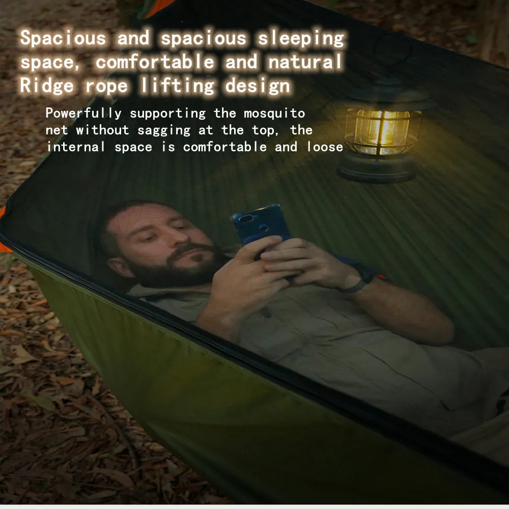 Portable Outdoor Garden Quick Open Anti-Rollover Mosquito Net Hammock