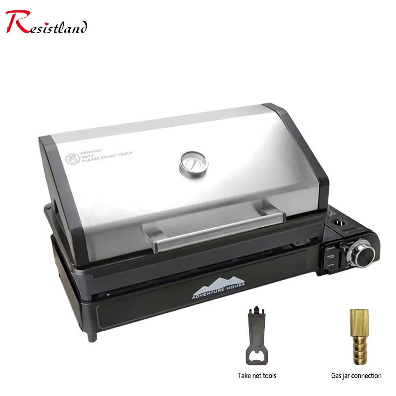 Camping Multi Gas Grill. Portable BBQ, Stove, Grill. Outdoor Stainless Steel