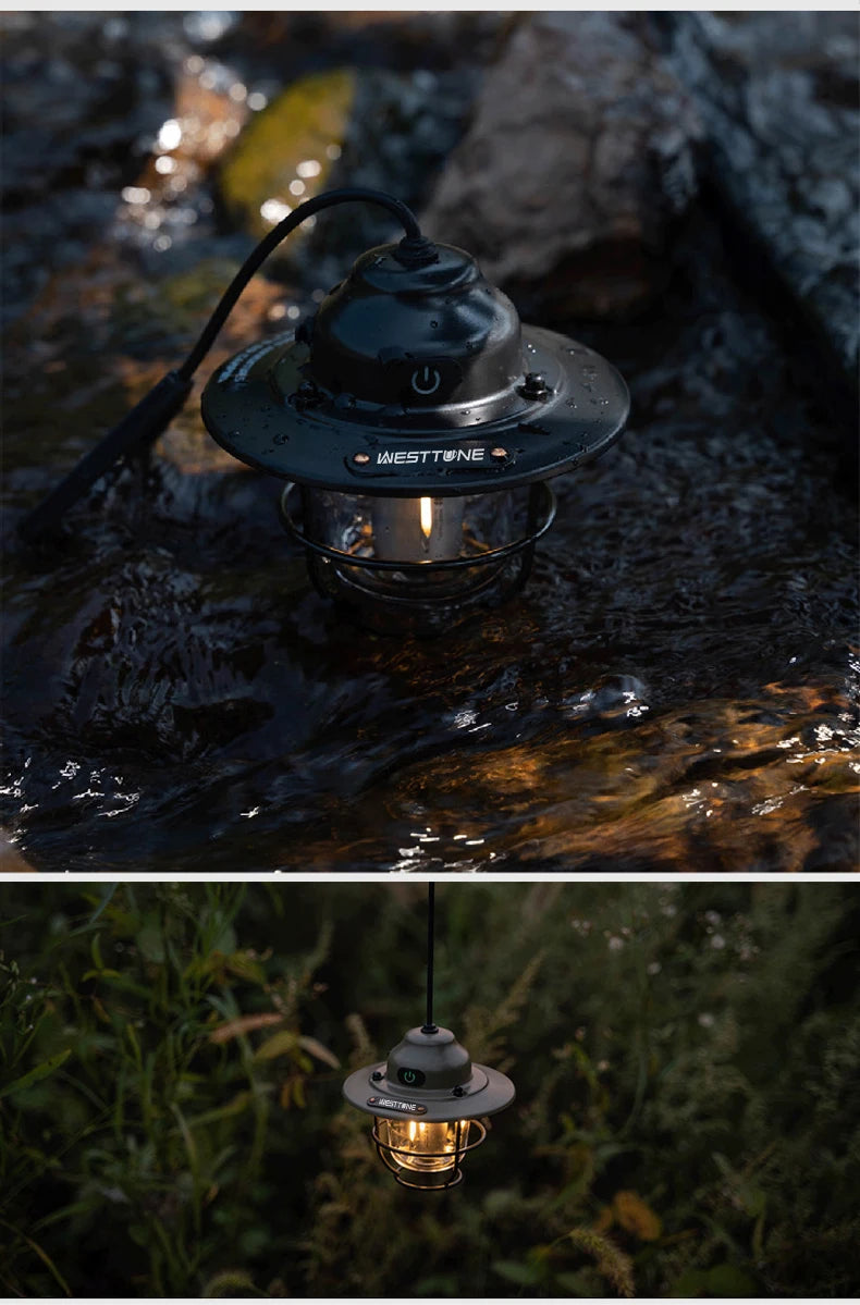 Portable Camping Retro Hanging Lanterns.  Waterproof Dimmable Tent Lamp.