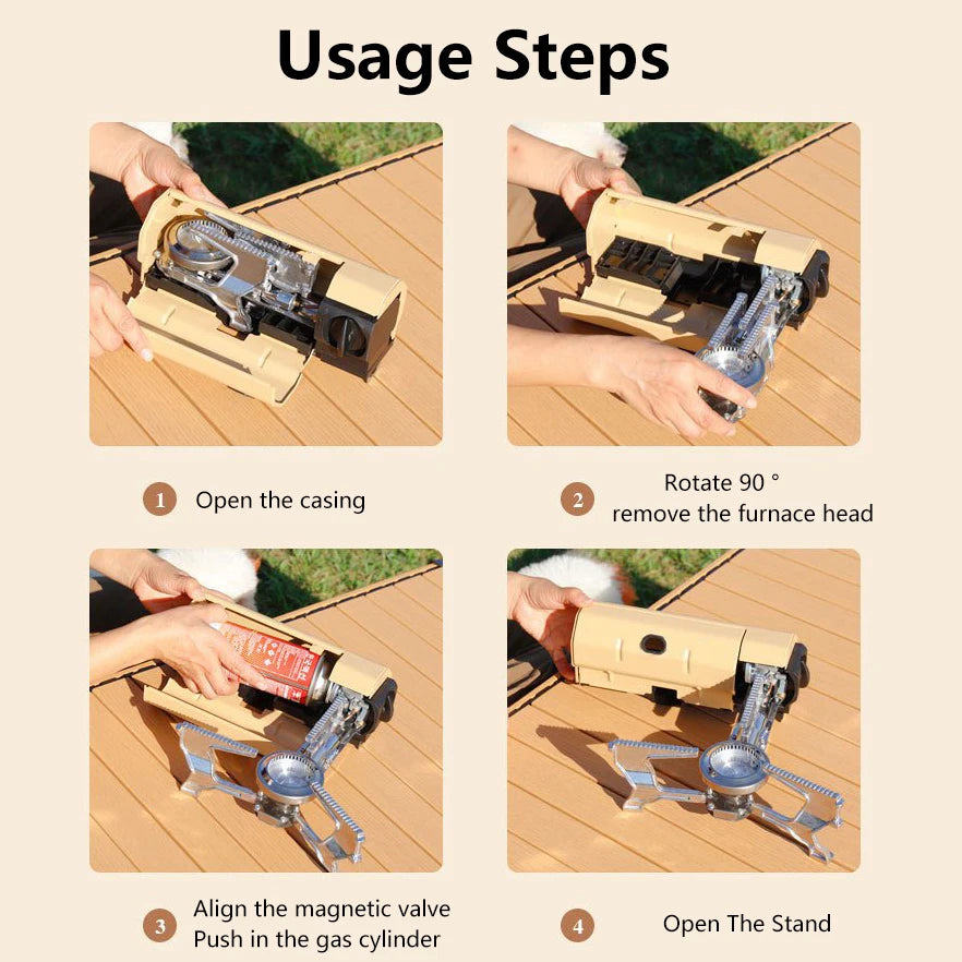 Camping Cassette Stove, Outdoor Folding Gas Burner 2600w