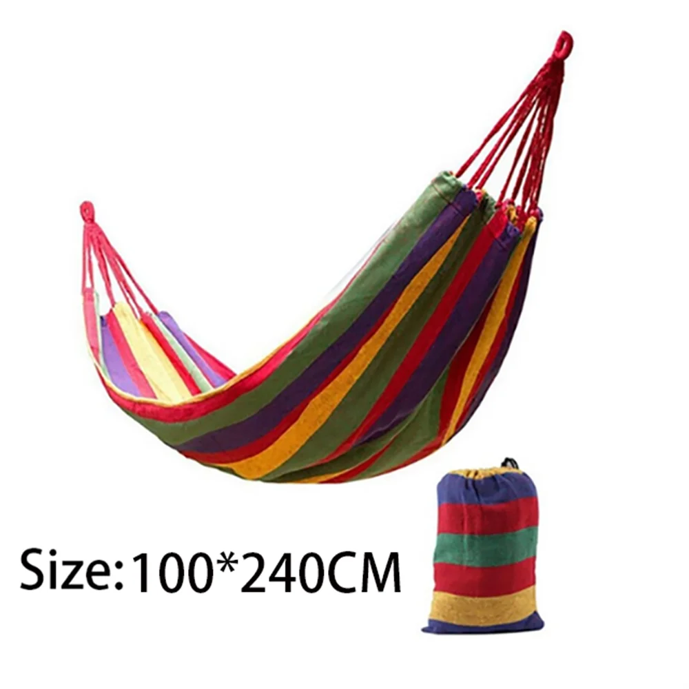 Double Hammock 2 Person Canvas Cotton Hammock with Tree Straps
