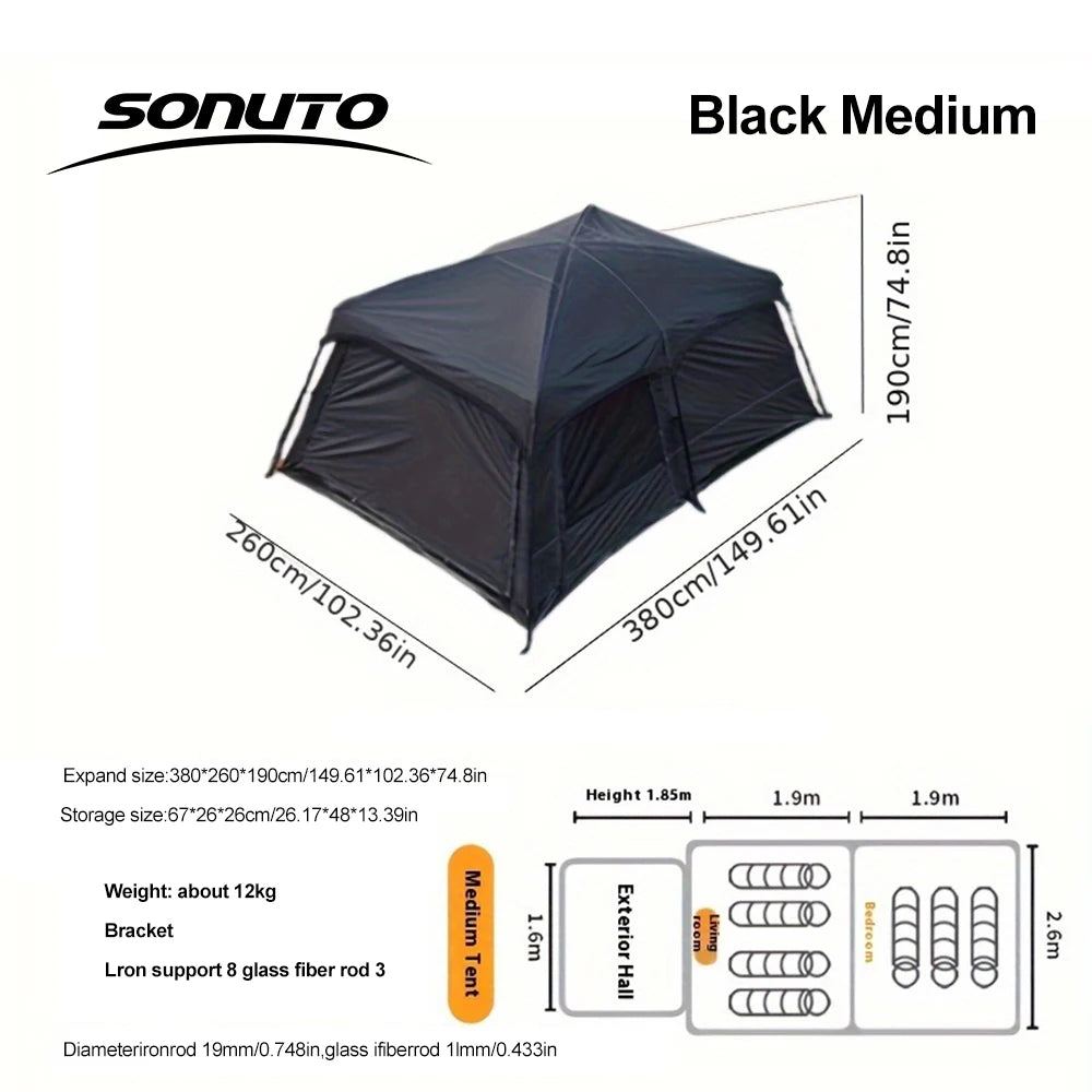 Sonuto Tent, outdoor camping two-bedroom portable thickened field awning