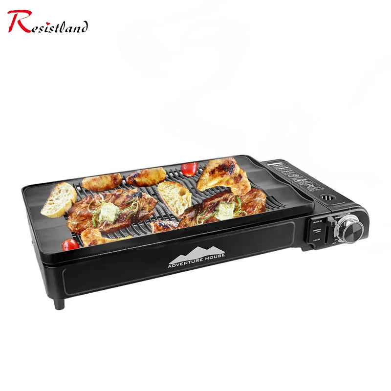 Camping Multi Gas Grill. Portable BBQ, Stove, Grill. Outdoor Stainless Steel