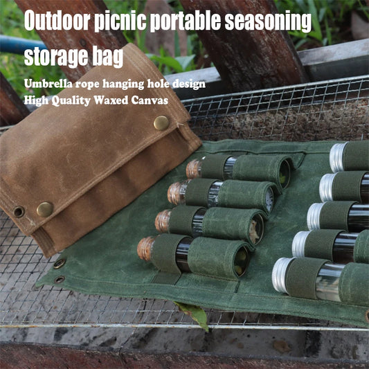 Camping Spice Bottle Bag Set - Portable Camping Picnic Seasoning Holder
