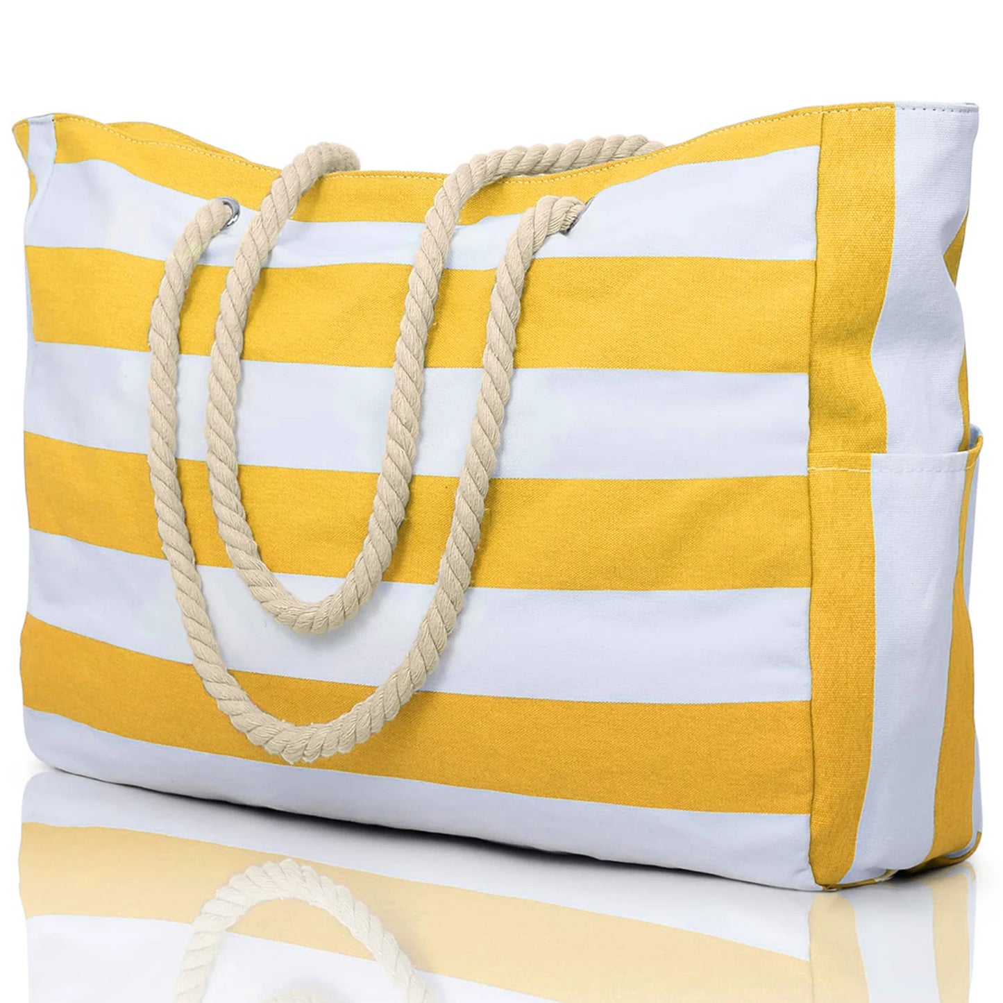 Striped zipper outer bag, waterproof and sand resistant canvas