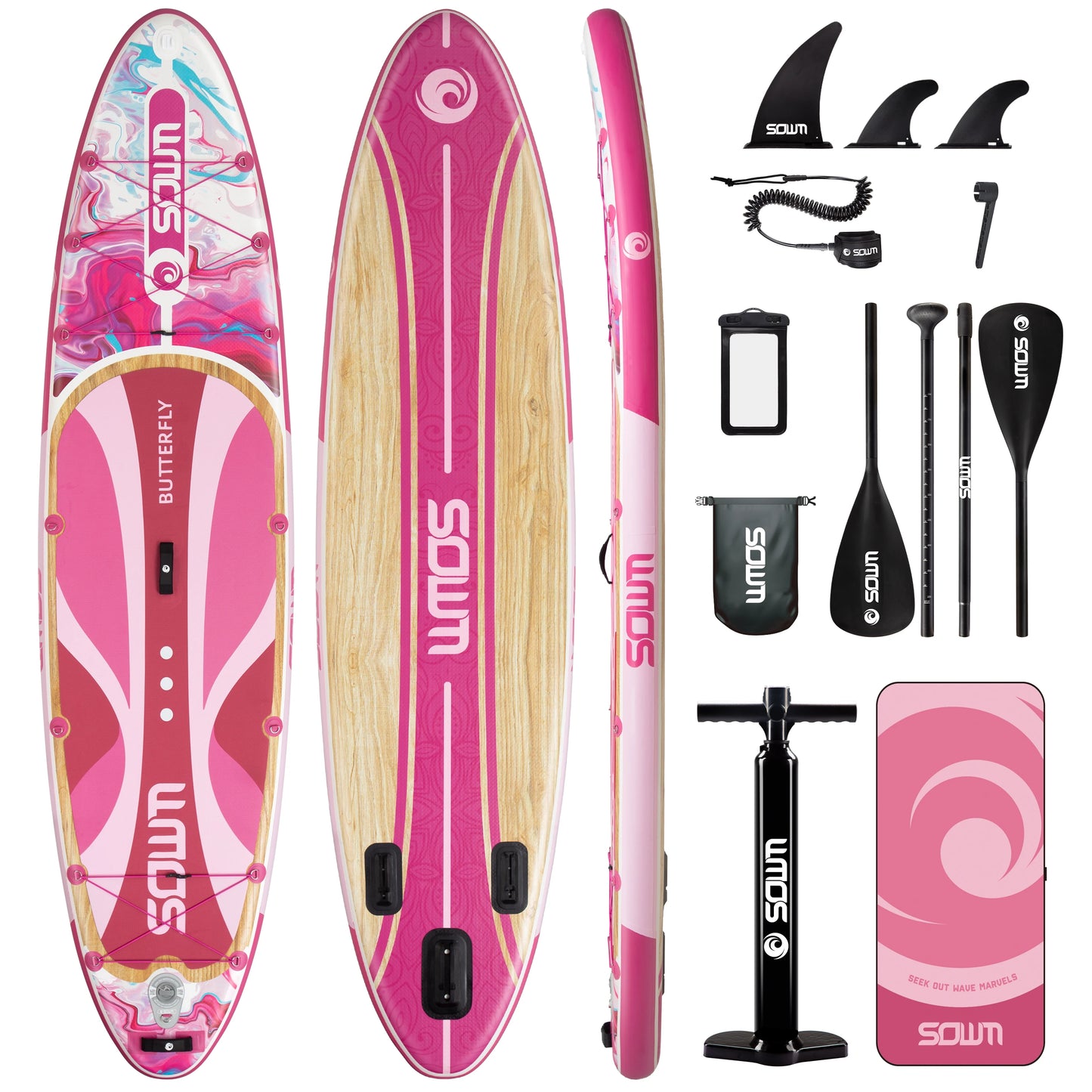 SOWM SUB Waterproof Inflatable Paddle Board 11''X34''X6''Adult Standing Style Aquatic Yoga Fishing with Accessories SUP Сапборд
