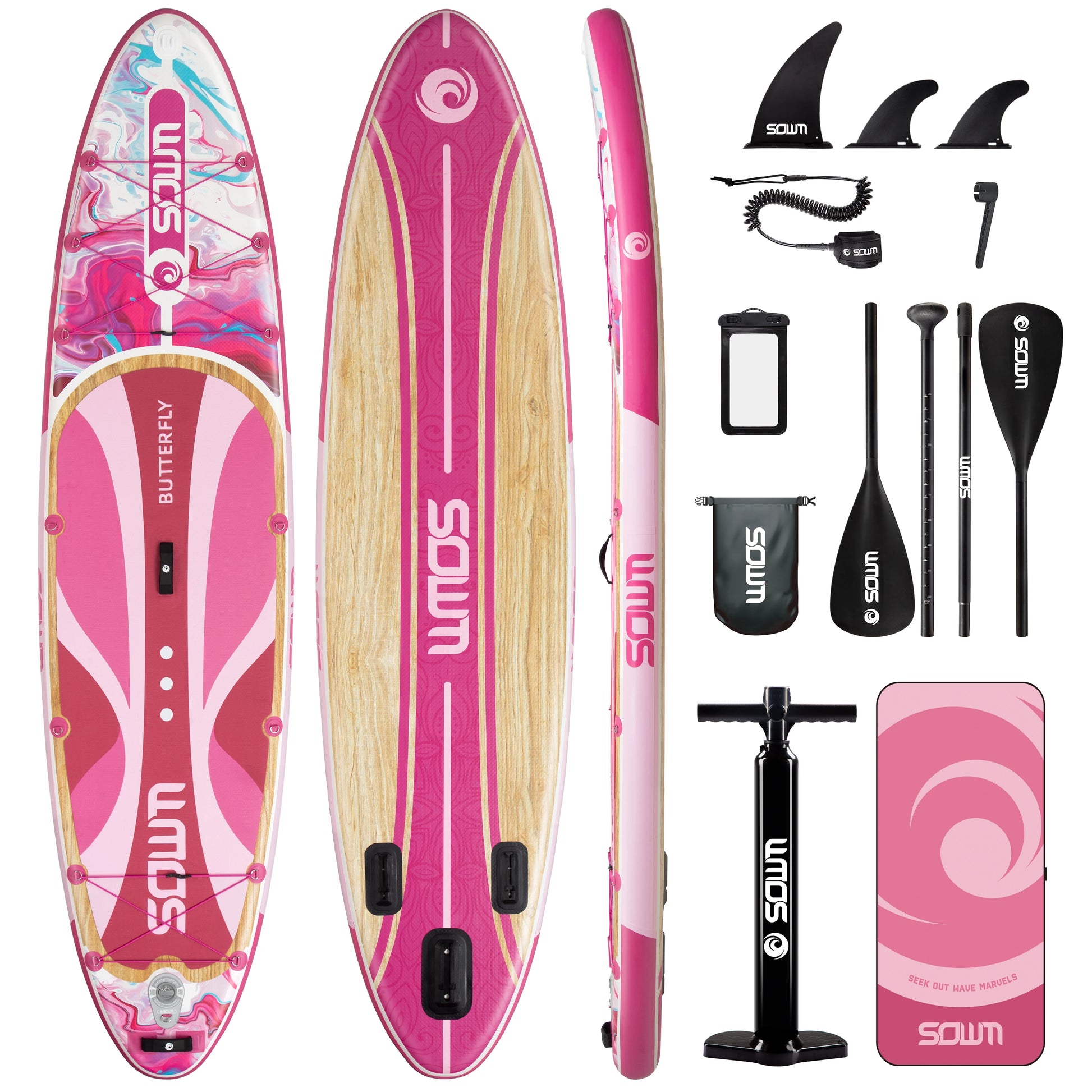 SOWM SUB Waterproof Inflatable Paddle Board 11''X34''X6''Adult Standing Style Aquatic Yoga Fishing with Accessories SUP Сапборд