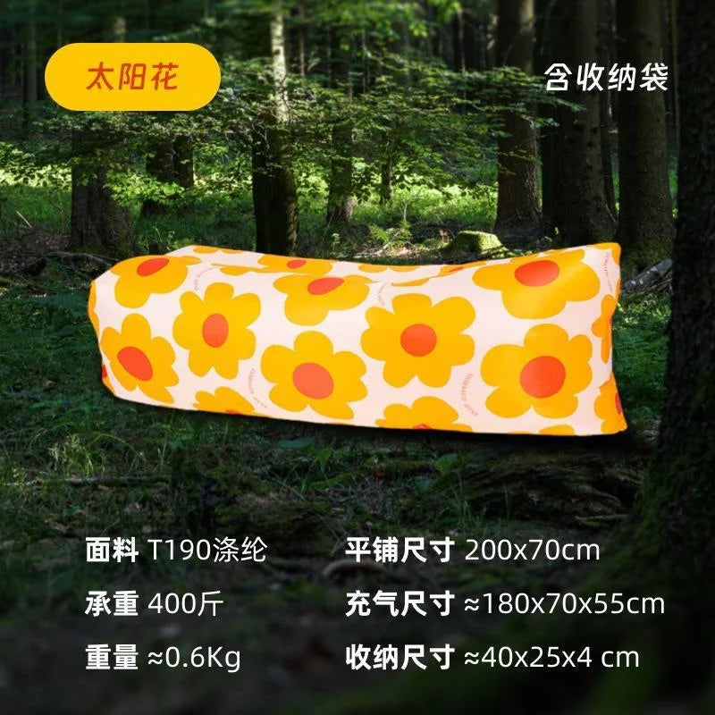 New Sunflower Lazy Inflatable Sofa Outdoor Beach Lazy Sleeping Bag Inflatable Bed Portable Air Sofa Portable camping activities
