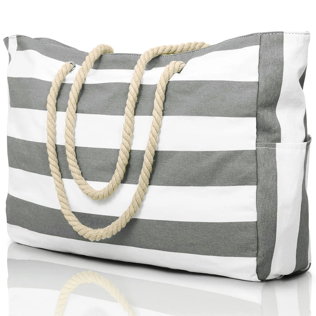 Striped zipper outer bag, waterproof and sand resistant canvas