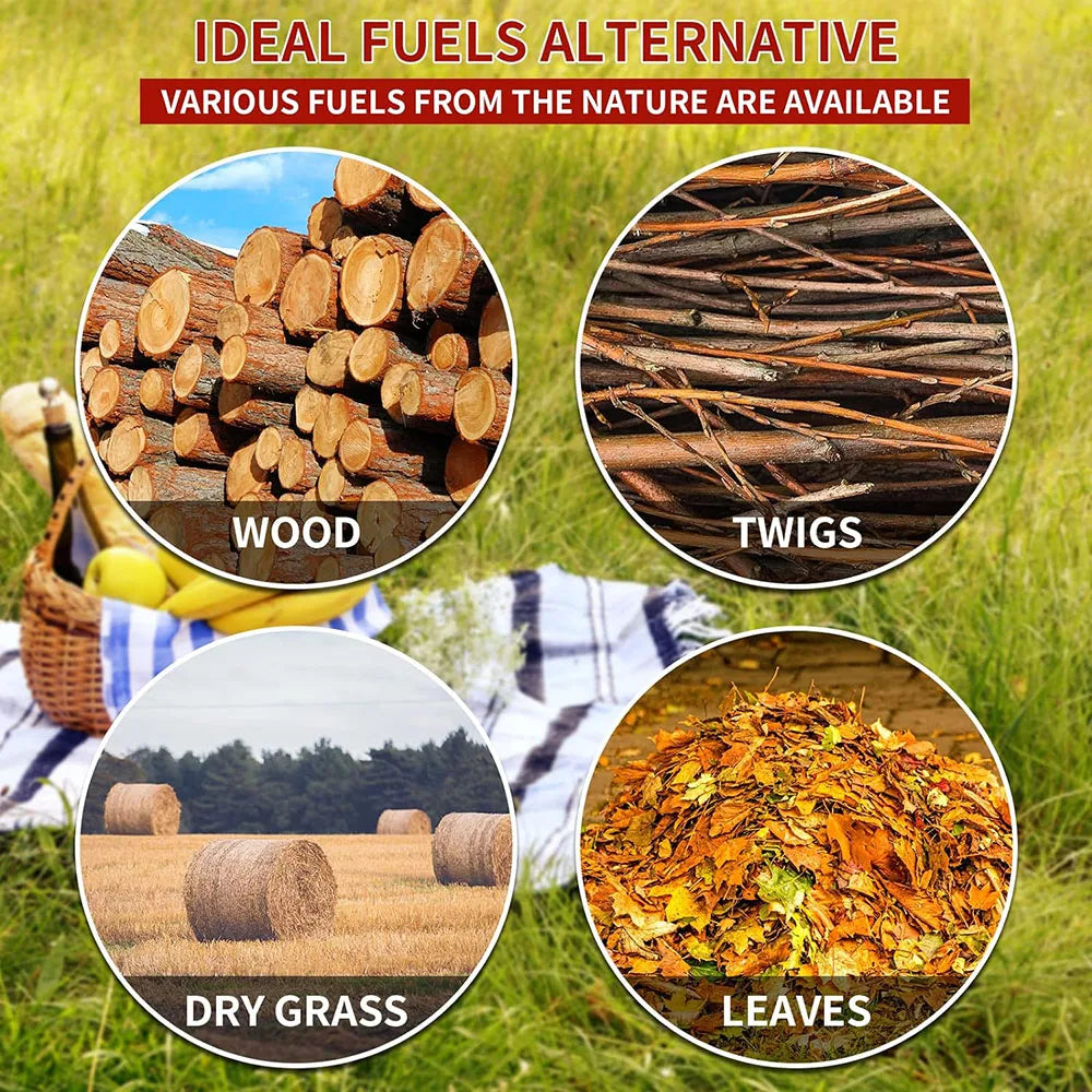 Portable Camping Wood Stove, Stainless Steel Folding Lightweight