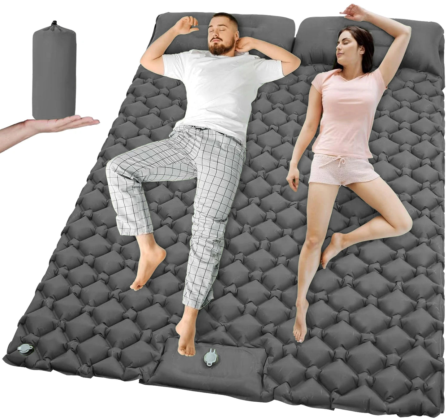 Outdoor Camping Double Inflatable Mattress Extra Wide Sleeping Pad Ultralight