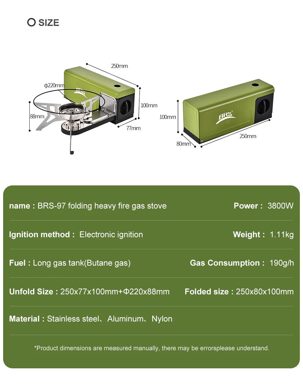 Camping Gas Stove 3800W Folding Cassette
