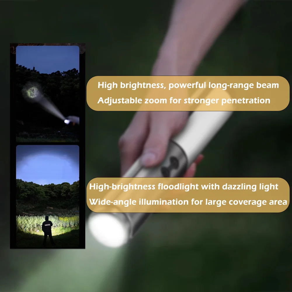 Rechargeable Outdoor Portable Hiking Camping Fishing Flashlight - Telescopic