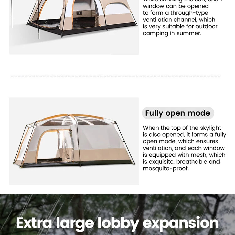Sonuto Tent, outdoor camping two-bedroom portable thickened field awning