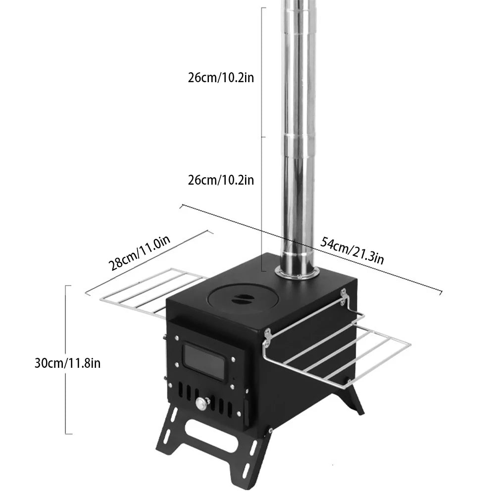 Outdoor Camping Wood-burning Stove. Wood Burner Stainless Steel Foldable Tent Heater
