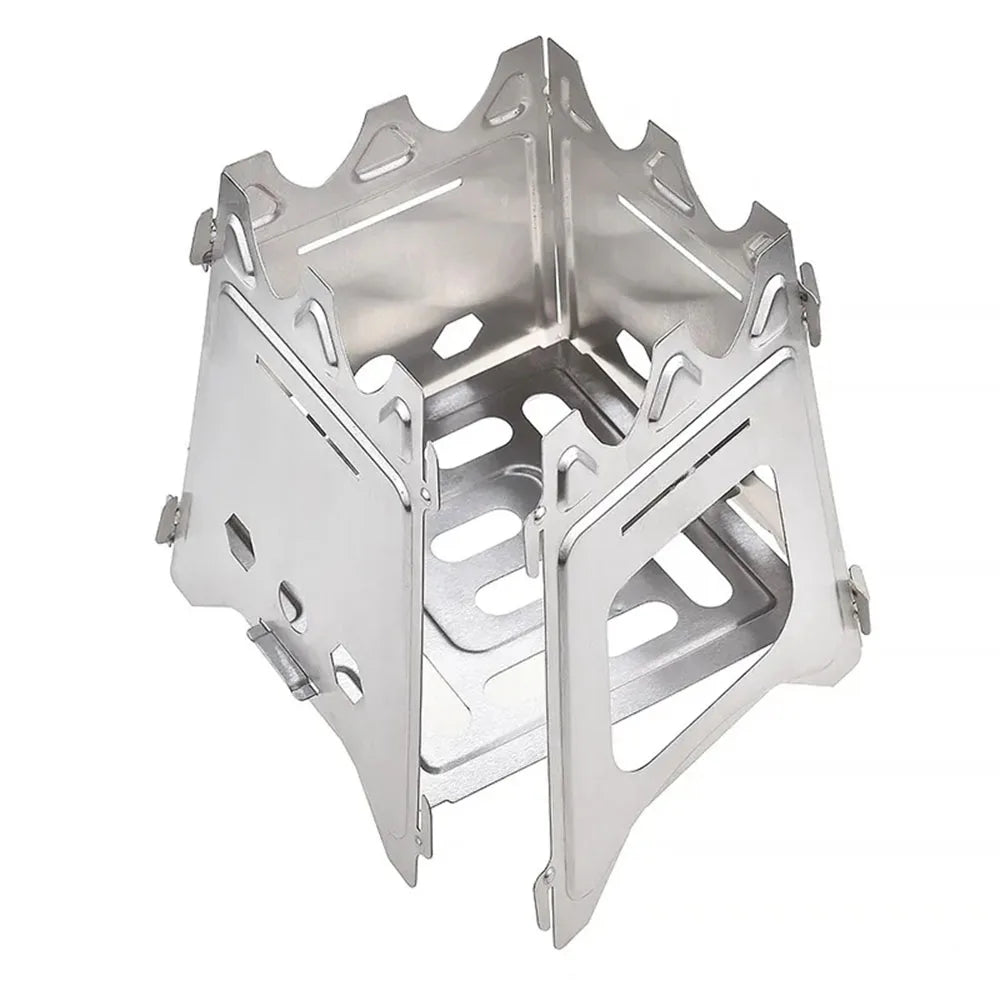Portable Camping Wood Stove, Stainless Steel Folding Lightweight