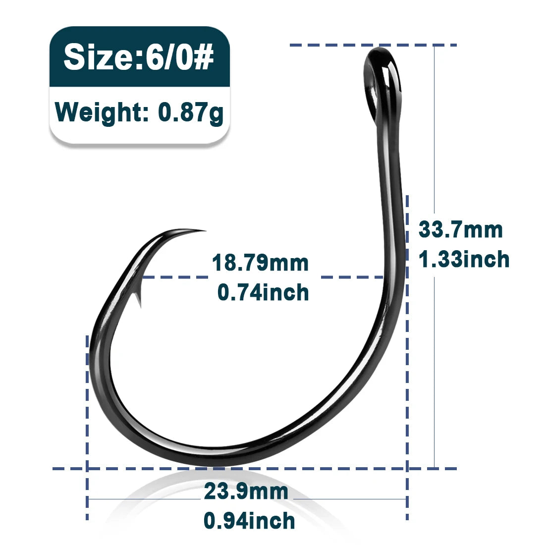 Circle Hooks 25~100Pcs - Wide Gap Non-Offset Circle Hook