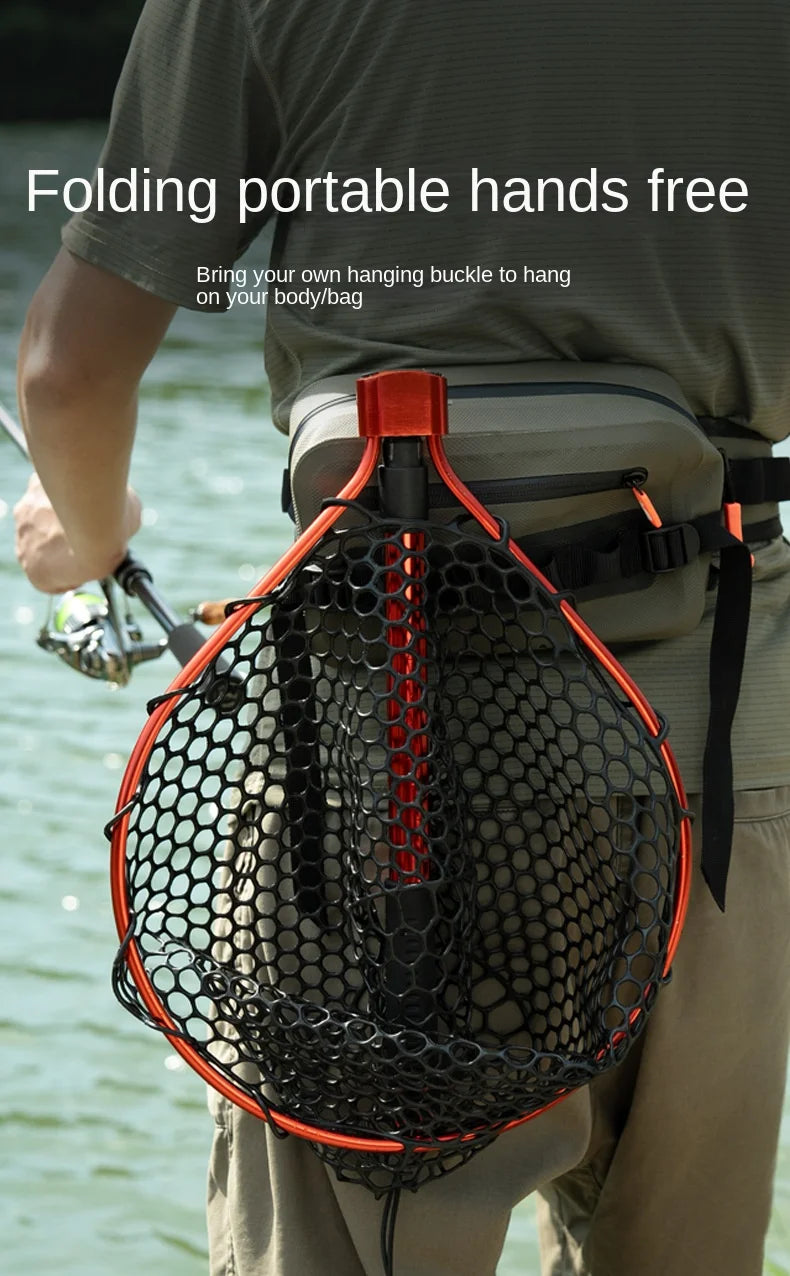Folding Landing Net-  Rubber/Silicone Mesh -  14kg load bearing