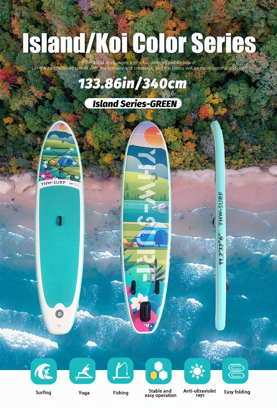 Inflatable Paddle Board, Pump, Backpack, Foot Rope, Detachable Fin, Paddle, and Repair Kit