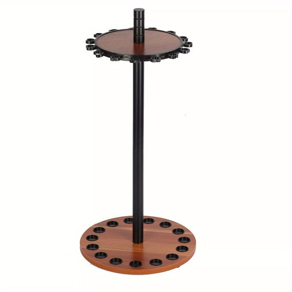 15 Pole Brown Disc Fishing Rod Display Rack, Rotating Wooden