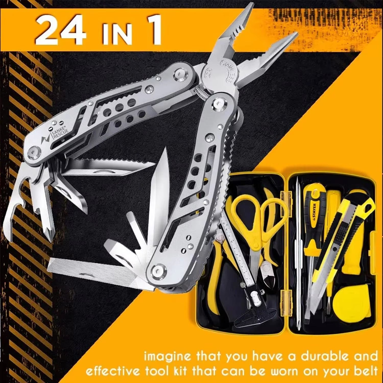 Multitool 24-In-1 Pliers for Survival Camping and Hunting 