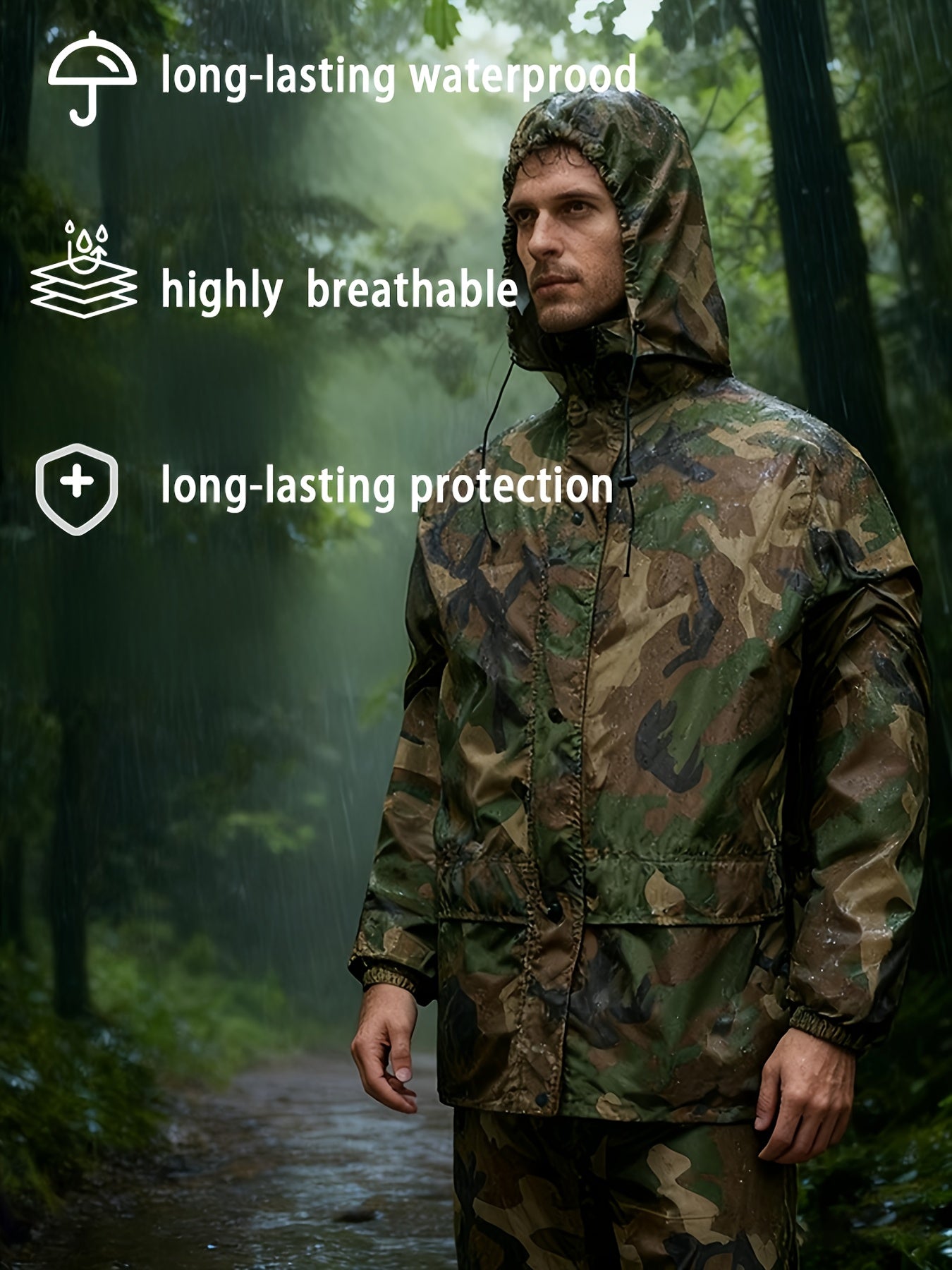 Top and Pants Raincoat Set ! windproof - Lightweight and Breathable + unisex