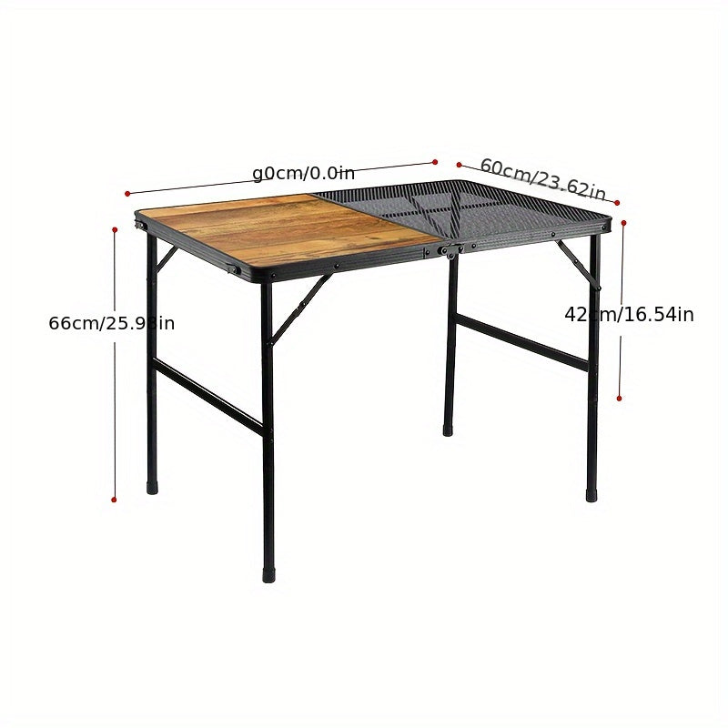 Portable Folding Picnic Table -  Durable Aluminum Frame with Wood Look Top