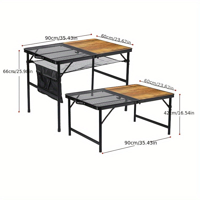 Portable Folding Picnic Table -  Durable Aluminum Frame with Wood Look Top