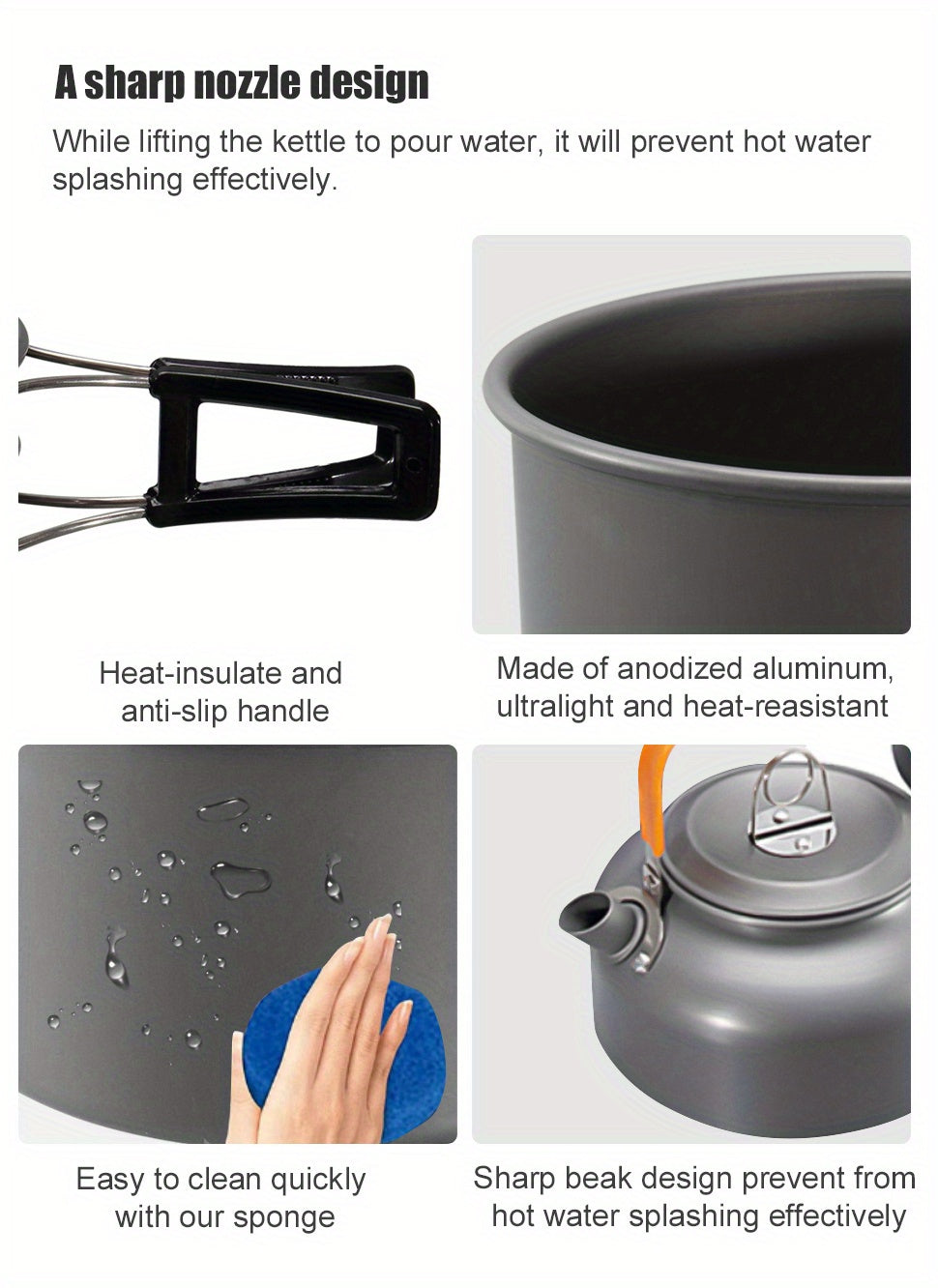 3pcs Camping Cookware Set, Aluminum Outdoor Portable Cooking Gear