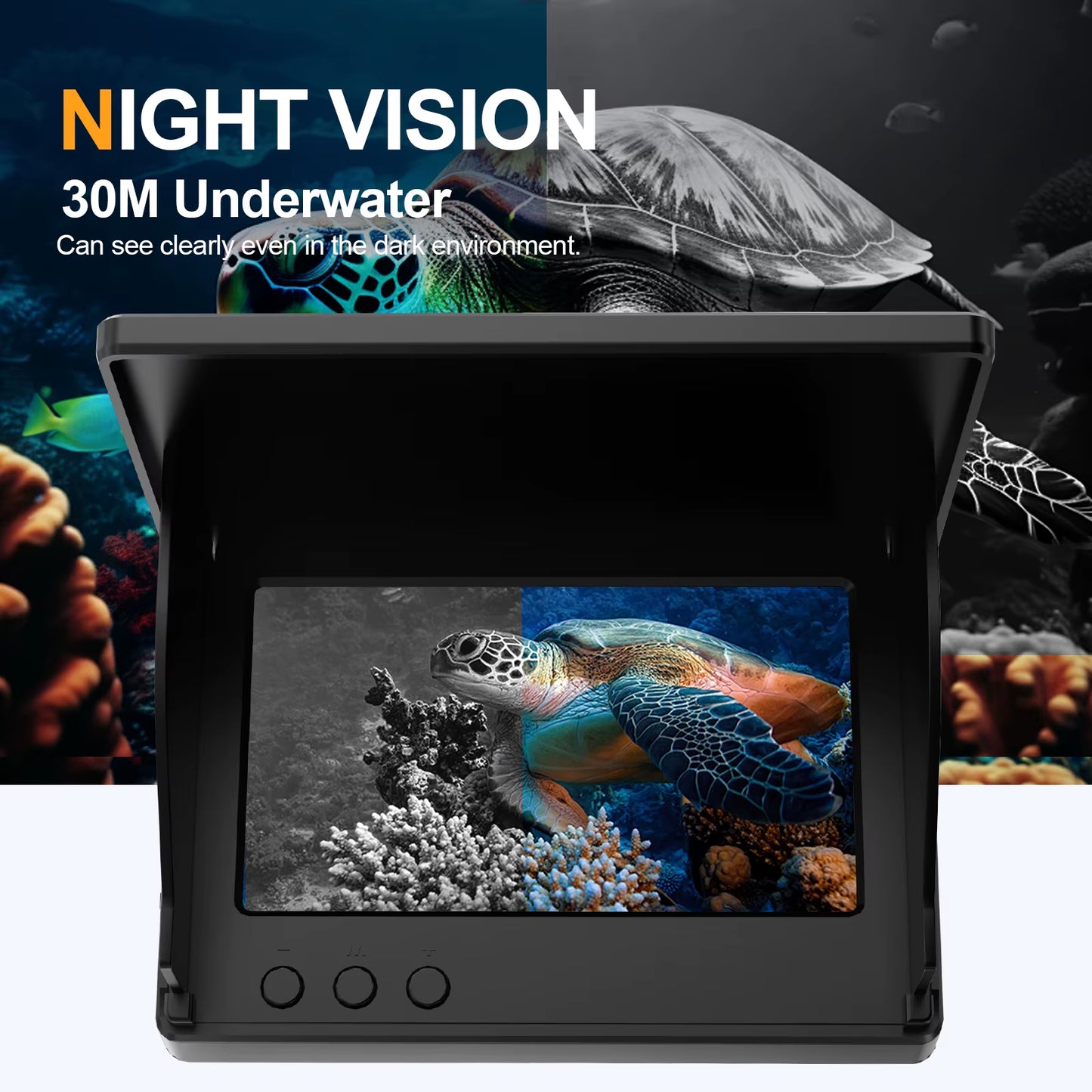 Portable Fish Depth Finder Water Handheld 1080P 4.3 Inch LCD Fish Finder Underwater 120° Fishing Camera with Night Vision