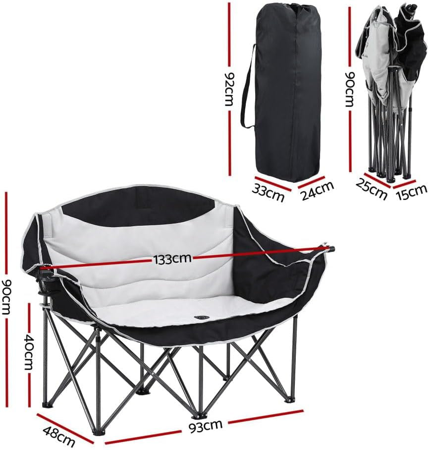 Camping Chair Double Folding Moon Chair Portable Seat 240KG