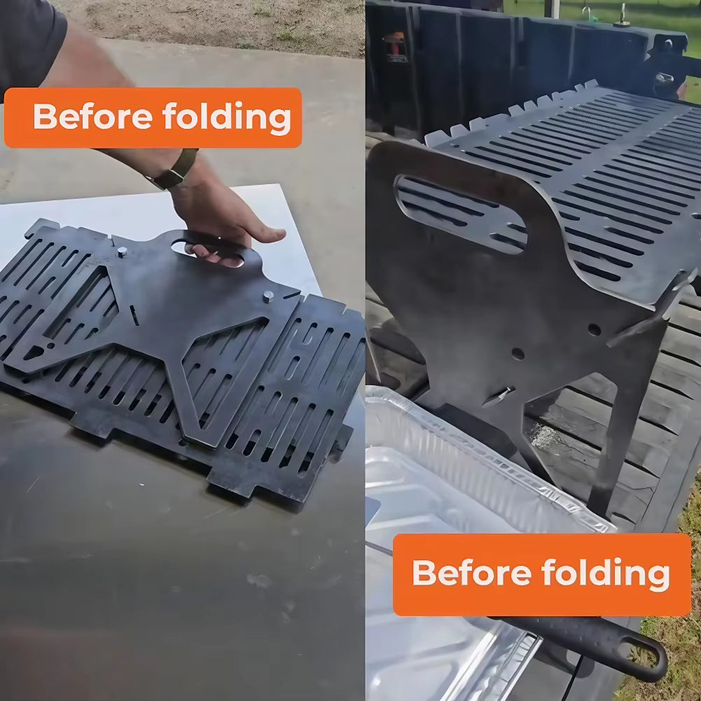 Folding Slot Grill Ourtdoor Camping Picnic BBQ Slot Grills Tool-Free Setup Lightweight Portable Stainless Steel Foldable Grill