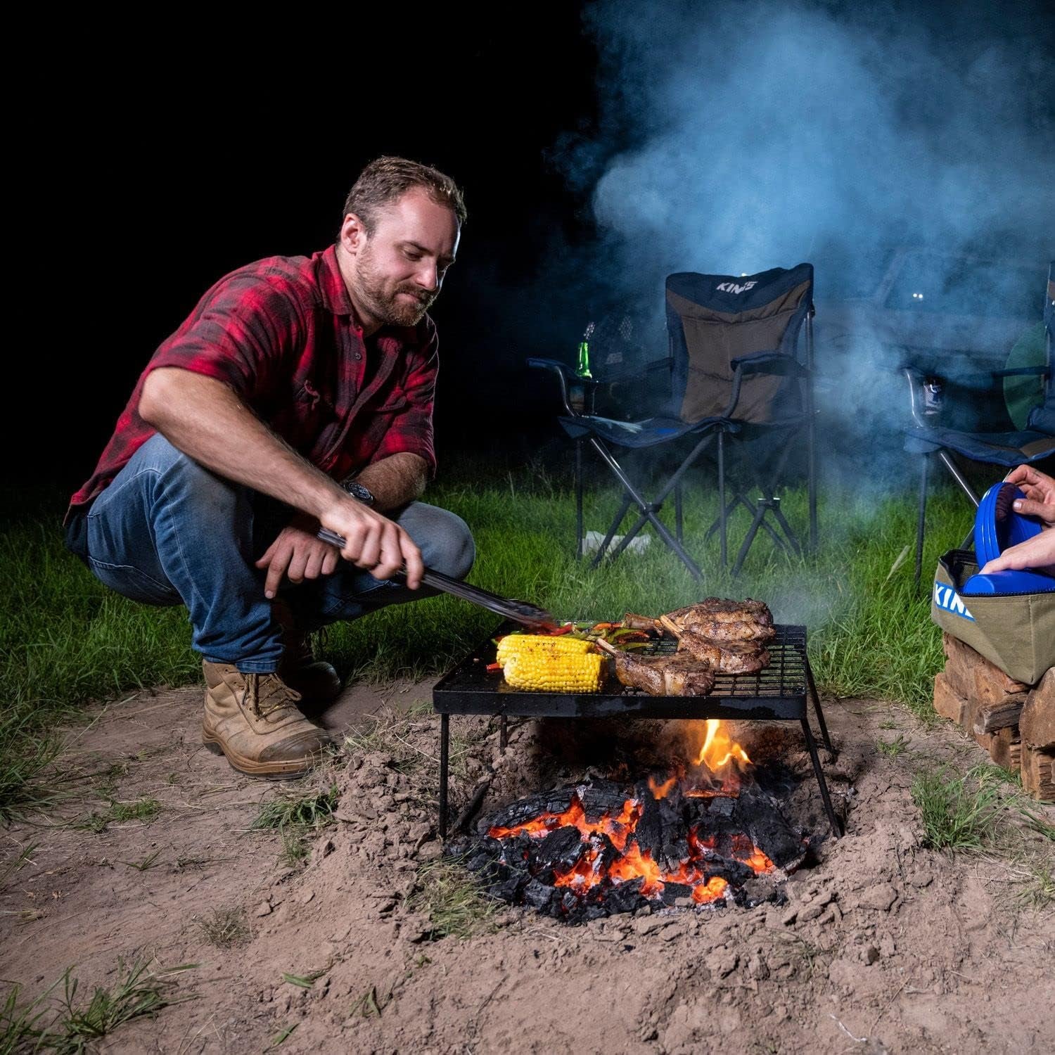 BBQ Plate Folding Portable Hotplate Camping Grill Coated Steel