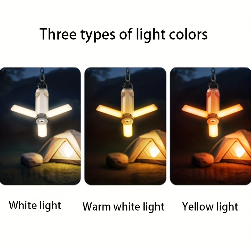 Portable LED Camping Light with Hooks, Multifunctional Tent Lamp.