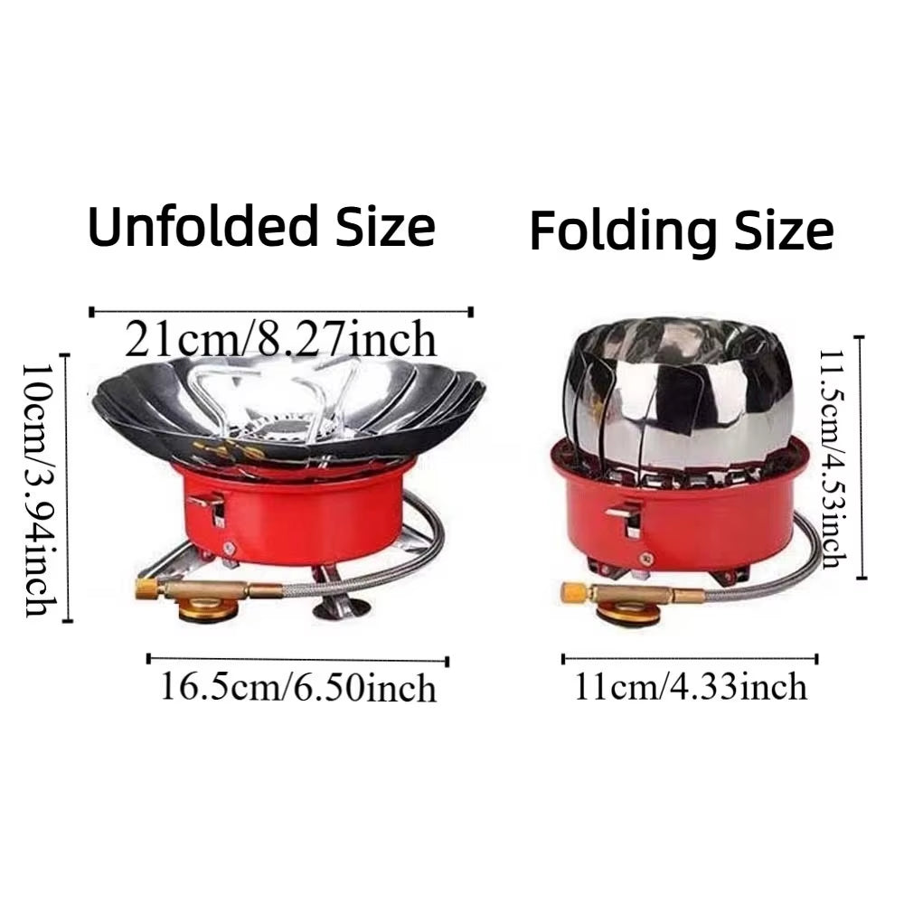 Tea Stove 2800W Lotus Cassette Stove High Power Compact Folding Gas Burner Red Windproof Fondue Gas Cooker Outdoor BBQ