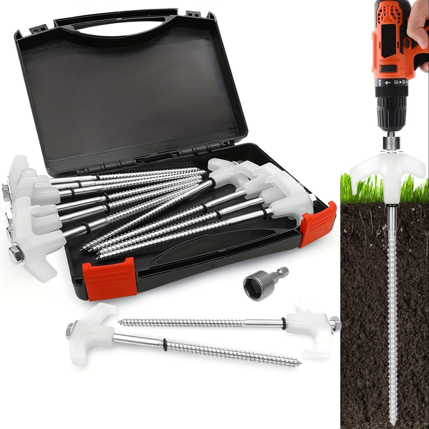 GLOW IN THE DARK 12pcs Set Tent Pegs - Don't trip over them AGAIN!