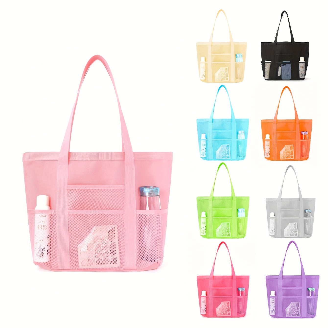 Large Beach Tote Bag - Foldable with Open Top & Side Compartments. Super Cute!!