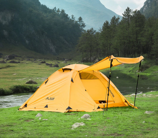 4 Season Camping Tent with Snow Skirt 2 Person Double Layer Aluminum Pole Tent for Outdoor Backpack Picnic Hiking