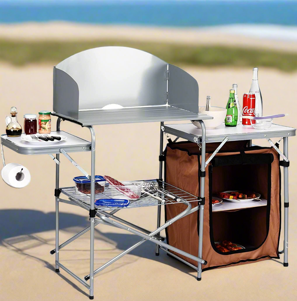 Aluminum Portable Camp Cook Station & Carry Bag Quick Set-Up