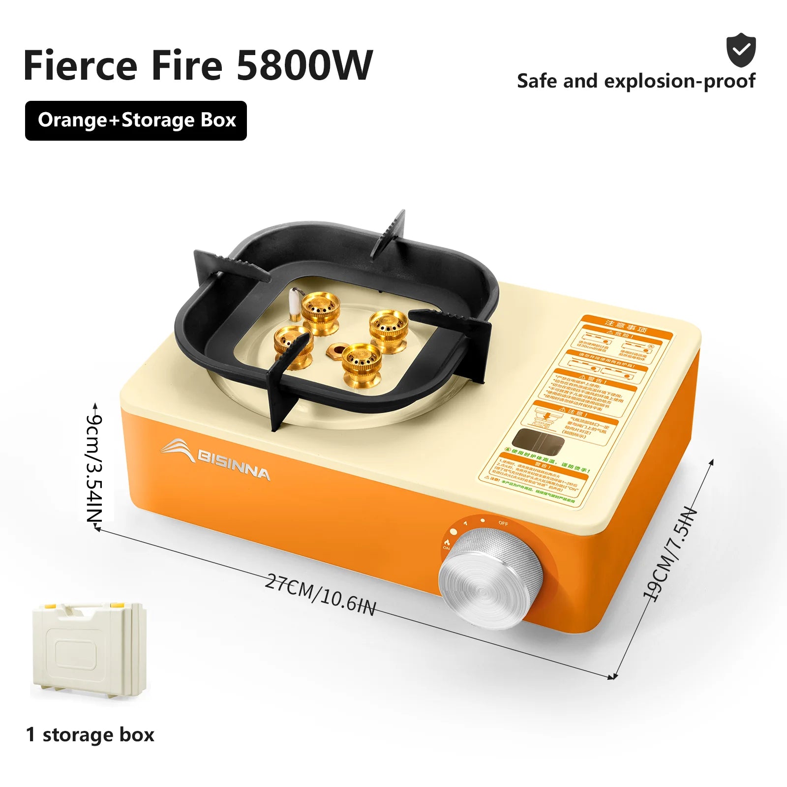 Camping Gas Stove 5800W High Firepower Outdoor Portable Cassette Burner for Picnic Hiking Trekking