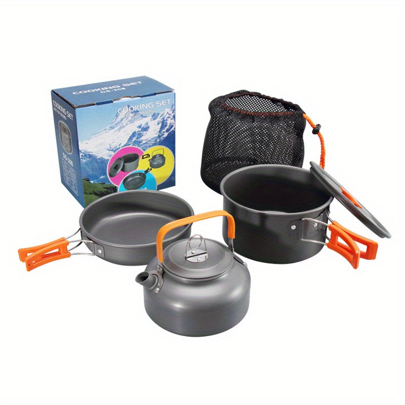 3pcs Camping Cookware Set, Aluminum Outdoor Portable Cooking Gear