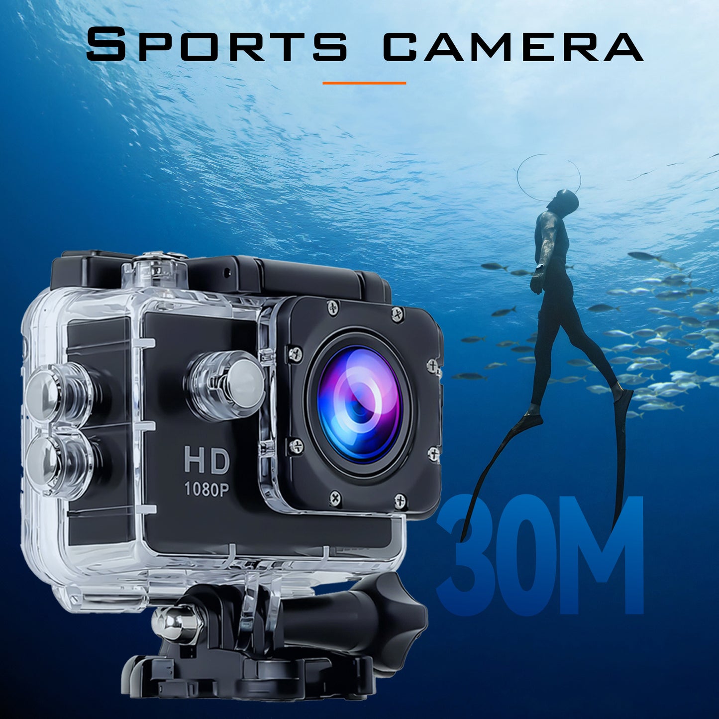 1080P Action Camera with 2-inch LCD Screen 5MP, 170° Zoom Wide Angle