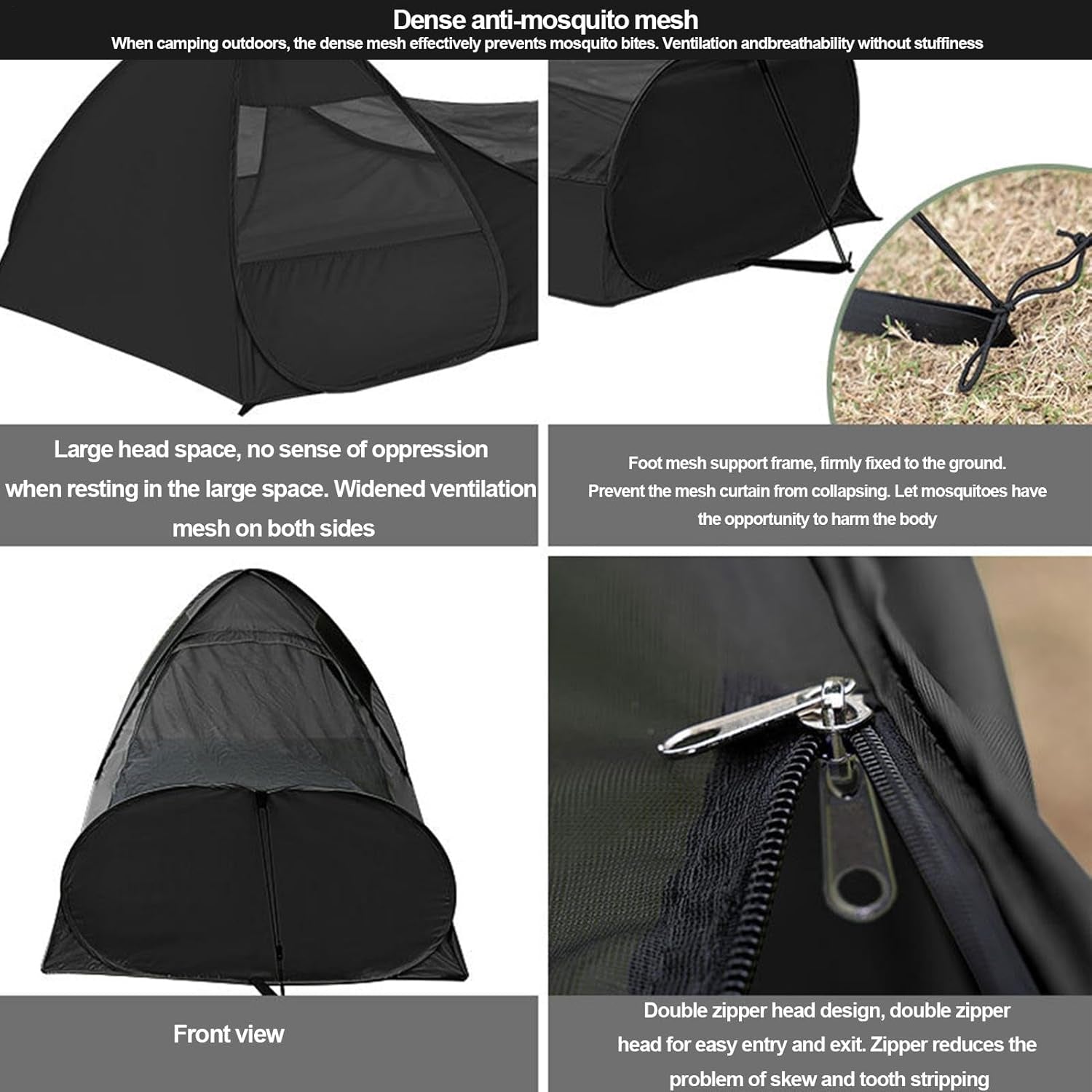 Foldable Pop-Up Single Bed | Bed Canopy Sleeping Bag Net Tent with Double Zipper,Finer Mesh Shelter, Breathable Camping Gear for Travel Bedroom and Outdoor Trips