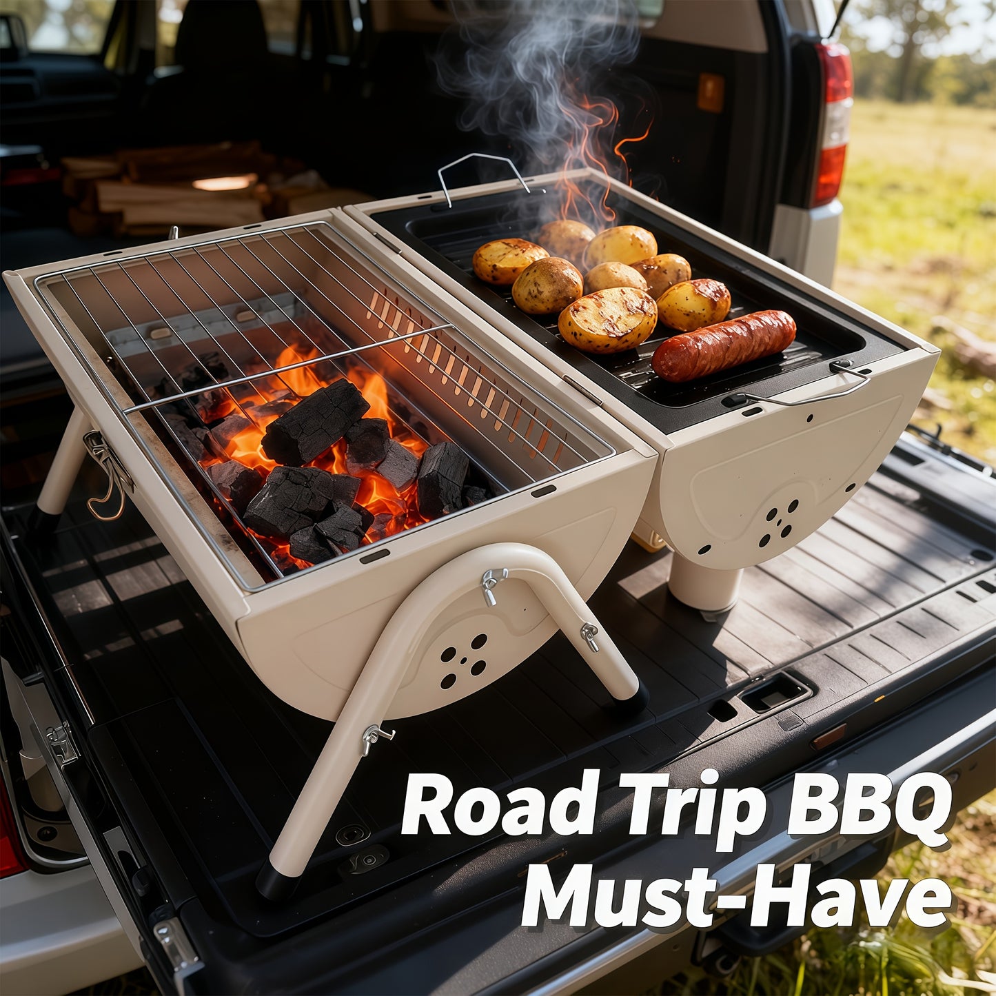 Portable Charcoal Grill | Easy to Carry for Camping, BBQ, Picnics