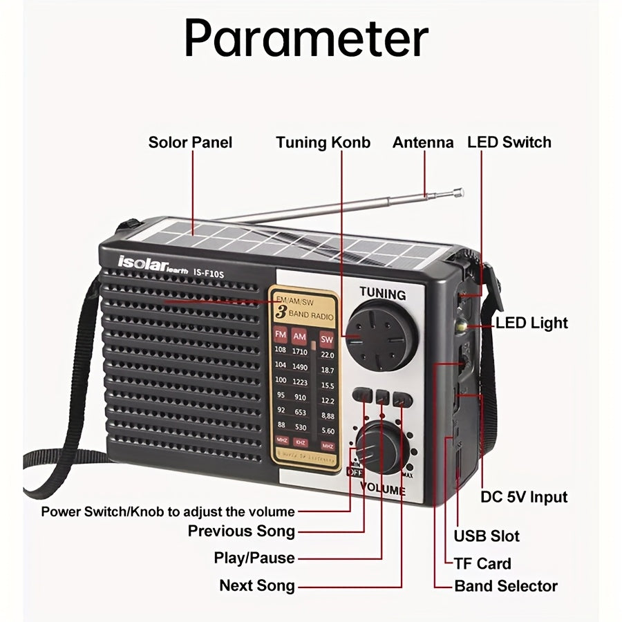 Portable Solar Radio | Digital Speaker MP3 Player | | Flashlight, Emergency Radio